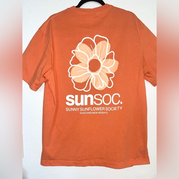 H&M Vibrant Orange Sun Society Heavyweight Soft Graphic Tee - Picture 4 of 10